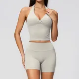 Pearl Grey Butt Lifting Women's Yoga Activewear Set 2 Piece