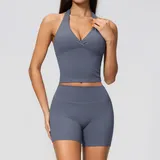 MS4208-3 · Haze Blue Haze Blue Butt Lifting Women's Yoga Activewear Set 2 Piece