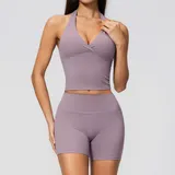 MS4208-4 · Lilac Lilac Butt Lifting Women's Yoga Activewear Set 2 Piece