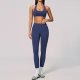 MS4535-4 · Hazy Dai Blue Hazy Dai Blue Women's Seamless Slimming Yoga Activewear Set Tummy Control