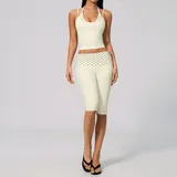 MS4549-2 · Cream Black Dot Cream Black Dot Women's Brushed Training Yoga Activewear Set Layered Breathable