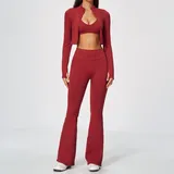 Frost Red Seamless Running Yoga Set Quick Dry Breathable Women's