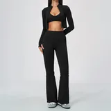 MS5112-2 · Jet Black Jet Black Seamless Running Yoga Set Quick Dry Breathable Women's