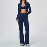 Ink Blue Seamless Running Yoga Set Quick Dry Breathable Women's