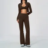 Ink Brown Seamless Running Yoga Set Quick Dry Breathable Women's