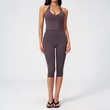 Eggplant Purple Slim Fit Slimming Women's Yoga Set Tank Fitted
