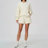 MS5555-1 · Cream White Cream White Thermal Long Sleeve Women's Yoga Set Long Sleeve