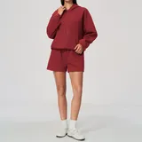 Cherry Red Thermal Long Sleeve Women's Yoga Set Long Sleeve