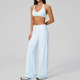 MS5558-3 · Azure Blue Azure Blue Women's Quick Dry Fitness Yoga Activewear Set Backless
