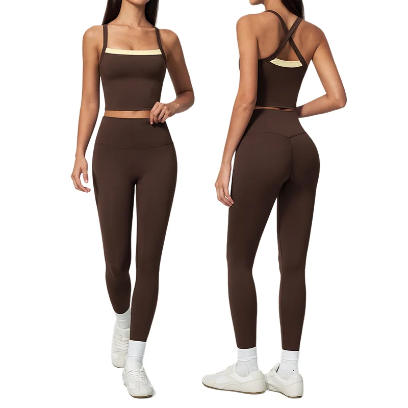 Women's Fitness Yoga Activewear Set Cross Back Backless
