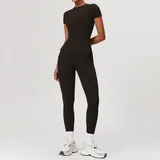MS8455-2 · Espresso Black Espresso Black Women's Fitted Running Yoga Activewear Set Long Sleeve