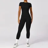 MS8455-3 · Jet Black Jet Black Women's Fitted Running Yoga Activewear Set Long Sleeve