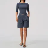MS8793-4 · Navy Blue Navy Blue Women's Yoga Set Butt Lifting Breathable 2 Piece