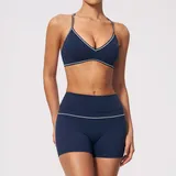 MS9615-2 · Indigo Blue Indigo Blue Women's Stretch Fitness Yoga Activewear Set Tummy Control