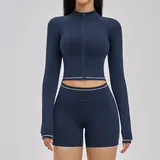 Abyss Blue Women's Windproof Fitness Yoga Activewear Set Bare Feel