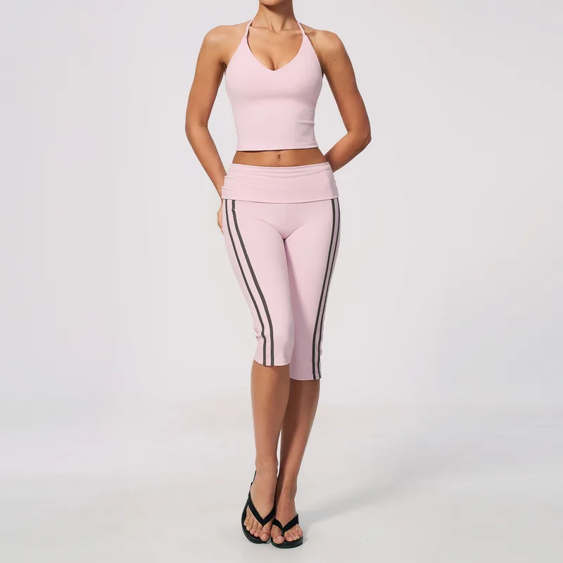 Backless Women's Yoga Activewear Set 2 Piece Fitted