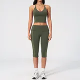NS3588-5 · Moss Green Moss Green Backless Women's Yoga Activewear Set 2 Piece Fitted
