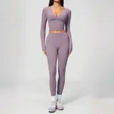 NS4208-4 · Lilac Lilac Women's Brushed Premium Yoga Set High Waist Slimming