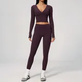 Ink Purple Women's Brushed Premium Yoga Set High Waist Slimming