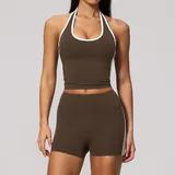 NS4506-4 · Roasted Coffee Roasted Coffee Pilates Women's Yoga Set Bare Feel Breathable Fitted