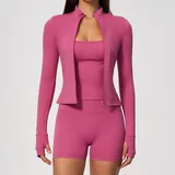 Strawberry Pink Pilates Yoga Set 3 Piece Breathable Fitted Women's