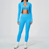 NS5112-3 · Sky Azure Sky Azure Women's Seamless Fitness Yoga Activewear Set Backless Strappy