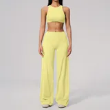 Goose Yellow Women's Fitness Yoga Activewear Set Brushed Tummy Control