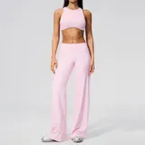 Falling Blossom Pink Women's Fitness Yoga Activewear Set Brushed Tummy Control