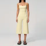 NS5555-4 · Cream Yellow Cream Yellow Women's Yoga Activewear Set Casual Running Tank Strappy