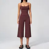 NS5555-8 · Wine Red Wine Red Women's Yoga Activewear Set Casual Running Tank Strappy