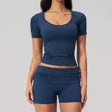 Badge Blue Women's Stretch Backless Yoga Set High Waist Fitted