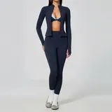 Deep Well Blue Women's Yoga Set Bare Feel Fitness 3 Piece