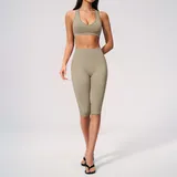 Terracotta V Neck Women's Yoga Activewear Set Seamless Fitted