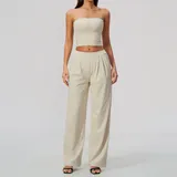 Oat Apricot High Waist Women's Yoga Set High Waist Breathable