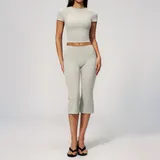 NS9616-1 · Pearl Grey Pearl Grey Women's Fitted Yoga Activewear Set High Waist Slimming