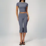 NS9616-3 · Haze Blue Haze Blue Women's Fitted Yoga Activewear Set High Waist Slimming
