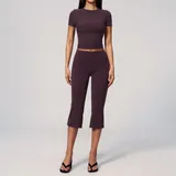 Ink Purple Women's Fitted Yoga Activewear Set High Waist Slimming