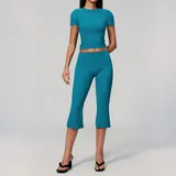 Peacock Blue Women's Fitted Yoga Activewear Set High Waist Slimming