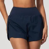 Indigo Blue Women's Running Yoga Fitness Pocket Workout Shorts Layered
