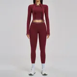 PS3562-1 · Retro Red Retro Red Women's Supportive Running Yoga Set 3 Piece Fitted