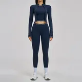 PS3562-2 · Abyss Blue Abyss Blue Women's Supportive Running Yoga Set 3 Piece Fitted