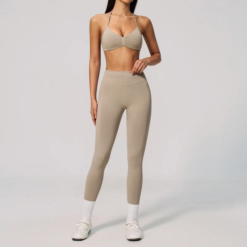 Women's Seamless Training Fitness Yoga Activewear Set Backless