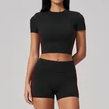 PS4539-2 · Black Red Clash Black Red Clash Women's Brushed Breathable Yoga Activewear Set 2 Piece