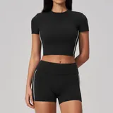 Black White Clash Women's Brushed Breathable Yoga Activewear Set 2 Piece