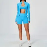PS5112-3 · Sky Azure Sky Azure Women's Supportive Fitness Yoga Activewear Set 3 Piece