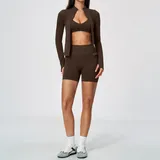 Ink Brown Women's Supportive Fitness Yoga Activewear Set 3 Piece
