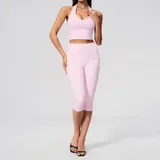 Falling Blossom Pink Women's Tummy Control Yoga Set Tummy Control Breathable