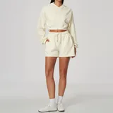 PS5555-1 · Cream White Cream White Relaxed Fit Women's Yoga Activewear Set 2 Piece