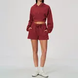 Cherry Red Relaxed Fit Women's Yoga Activewear Set 2 Piece