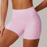 Sakra Pink Women's Breathable Running Pocket Shorts Bare Feel Fitted